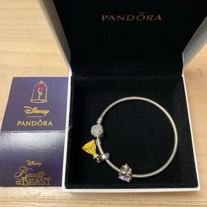 Pandora Beauty and the Beast Bracelet w/ Belle & Mrs. Potts Charms